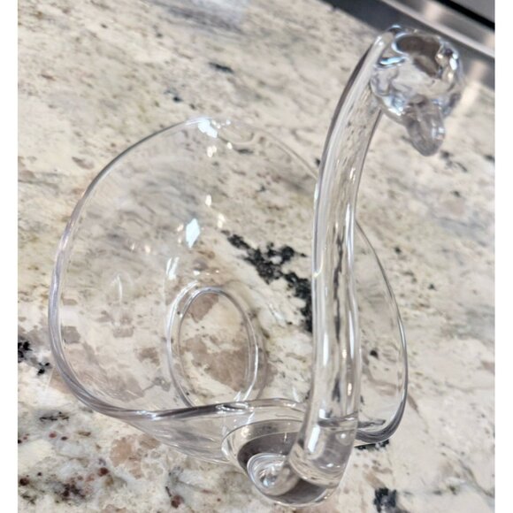 Vtg 1950s Duncan & Miller Clear Glass Swan Bowl Dish Lg Retro Centerpiece Read - Picture 1 of 13
